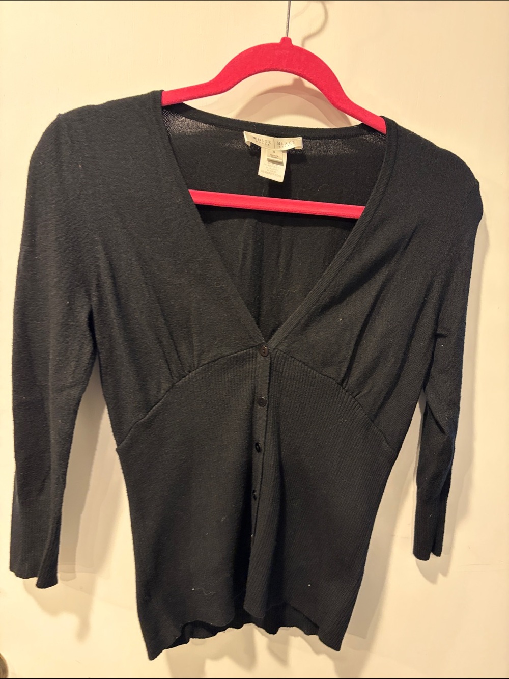 Black Women's V-Neck Button Cardigan Sweater